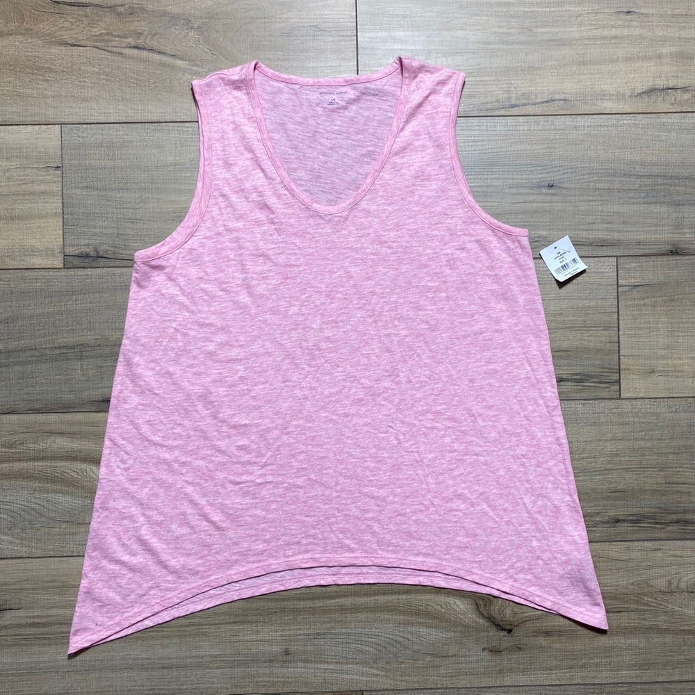 Saks Fifth Avenue Womens Asymmetrical‎ Hem Scoop Neck Tank Top Size Large Pink